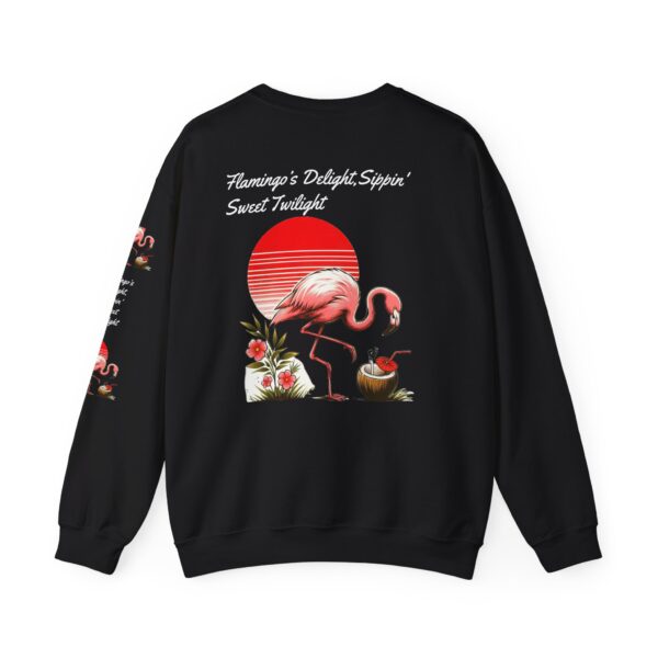Flamingo Crewneck Sweatshirt, Tropical Bird Cartoon Graphic Tee, Beach Clothes, Coconut Drink Top