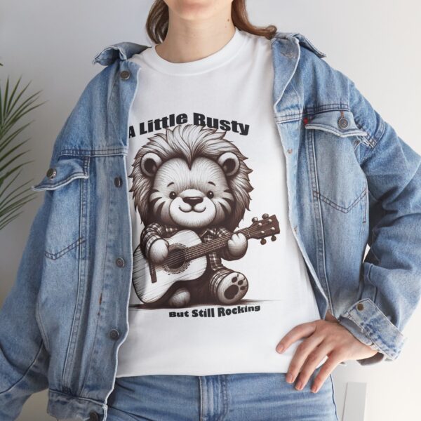 Cute Lion Graphic Tee, Fun Music Lover Shirt, Festival Wear, Unisex Casual Top, A Little Rusty But still rocking