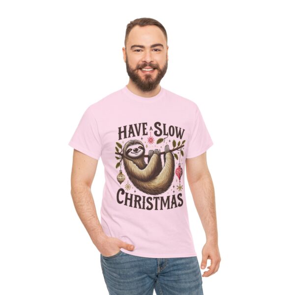 Sloth Christmas Tee - Have a Slow Christmas Shirt, Holiday Gift, Cozy Casual Wear, Animal Tee - Image 9