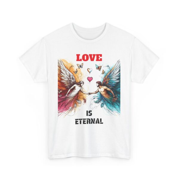 Eternal Love Unisex Heavy Cotton Tee, Romantic Gift, Valentine's day clothing, Couple Apparel, Custom Love T-Shirt, Heart Design - Image 3