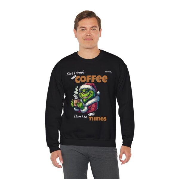 Grinch sweatshirt, Coffee Crewneck Sweatshirt, Funny Christmas Sweatshirt, Holiday Gift, Unisex Sweater, Cozy Winter Apparel - Image 3