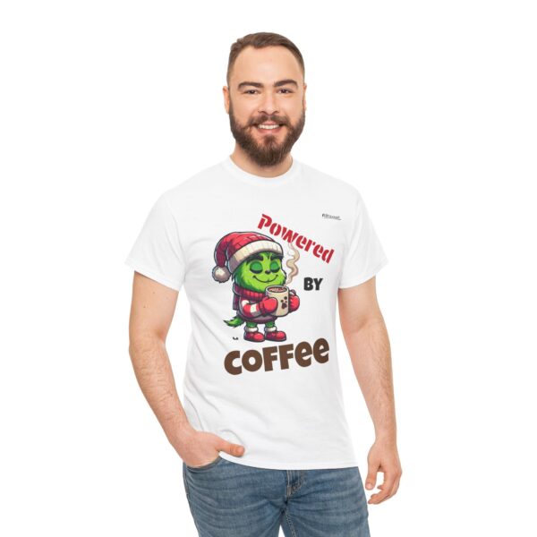 Powered by Coffee t-shirt, Coffee tshirt, Funny Christmas T-Shirt, Holiday Gift for Coffee Lovers, Grinch Inspired Apparel, Festive Casual - Image 4