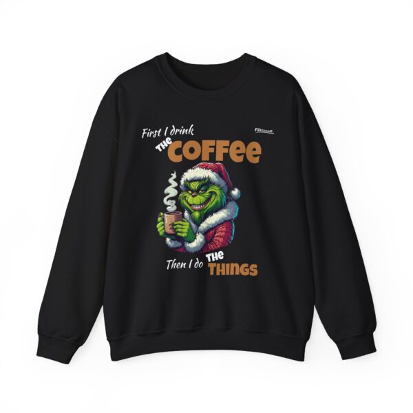 Grinch sweatshirt, Coffee Crewneck Sweatshirt, Funny Christmas Sweatshirt, Holiday Gift, Unisex Sweater, Cozy Winter Apparel - Image 2