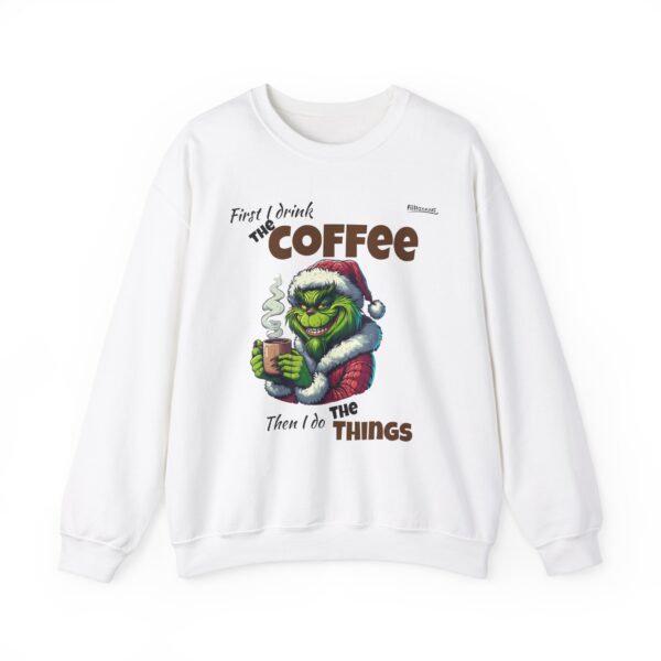 Grinch sweatshirt, Coffee Crewneck Sweatshirt, Funny Christmas Sweatshirt, Holiday Gift, Unisex Sweater, Cozy Winter Apparel