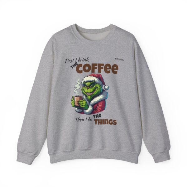 Grinch sweatshirt, Coffee Crewneck Sweatshirt, Funny Christmas Sweatshirt, Holiday Gift, Unisex Sweater, Cozy Winter Apparel - Image 4