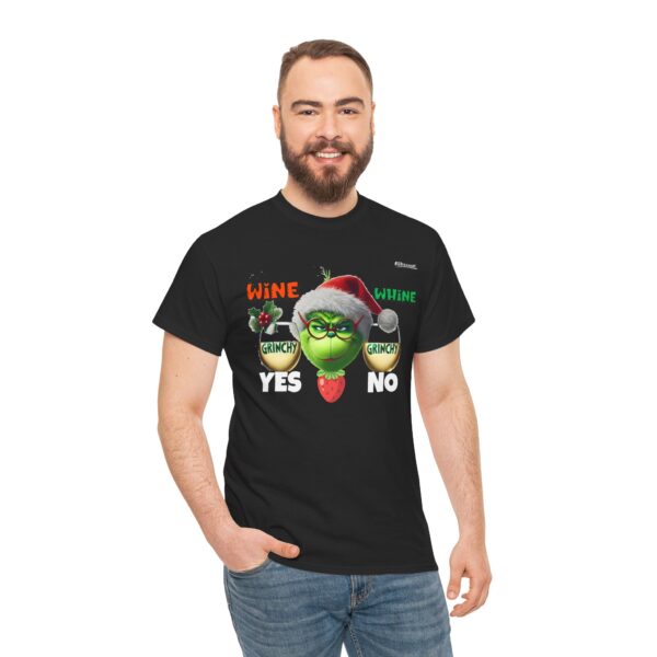 Grinchy Holiday Tee - Funny Christmas Shirt, Gifts for Grinch Lovers, Unisex Festive Top, Ugly Sweater Alternative, Wine Lovers T-Shirt - Image 2