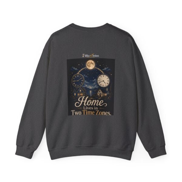 Home Lives in Two Time Zones Graphic Sweatshirt | Long Distance Home Unisex Sweatshirt