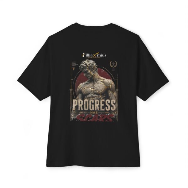 10777118586152348686_2048.jpeg Progress Has Scars Oversized Graphic T-Shirt | Fitness Motivation Unisex Tee