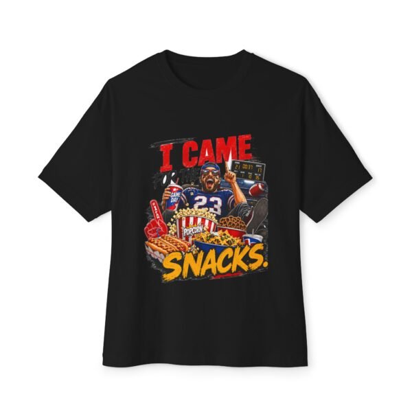 I Came for the Snacks Oversized Graphic T-Shirt | Sports Humor Unisex Tee