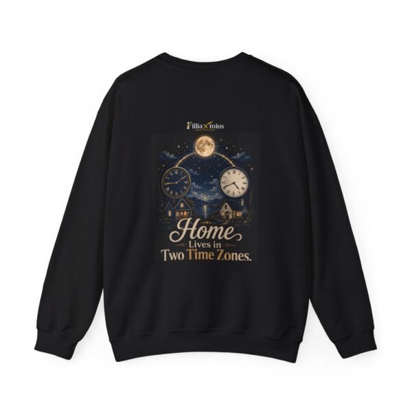 Home Lives in Two Time Zones Graphic Sweatshirt | Long Distance Home Unisex Sweatshirt