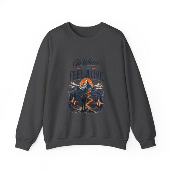 Go Where You Feel Alive Mountain Graphic Sweatshirt | Mountain Adventure Unisex Sweatshirt
