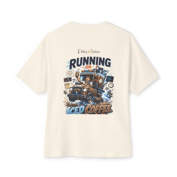 Running on Iced Coffee Oversized Graphic T-Shirt | Coffee Humor Unisex Tee