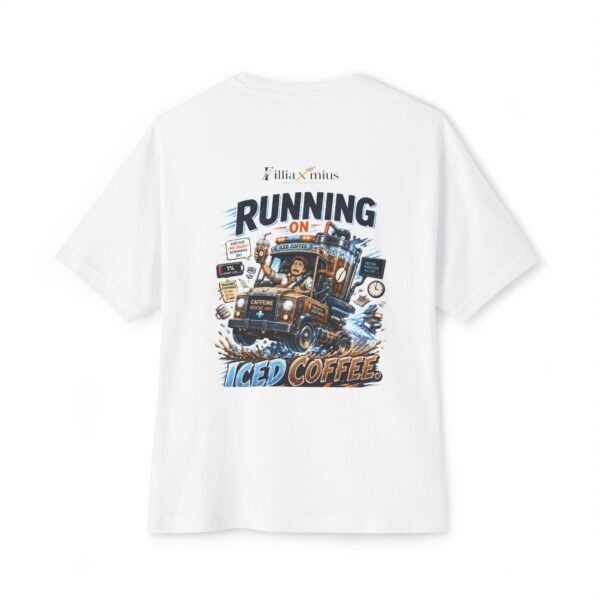 Running on Iced Coffee Oversized Graphic T-Shirt | Coffee Humor Unisex Tee