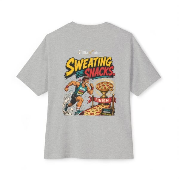 Sweating for Snacks Oversized Graphic T-Shirt | Fitness Humor Unisex Tee