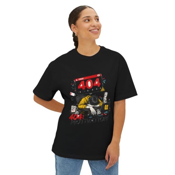 404 Motivation Not Found Oversized Graphic T-Shirt | Work Humor Unisex Tee