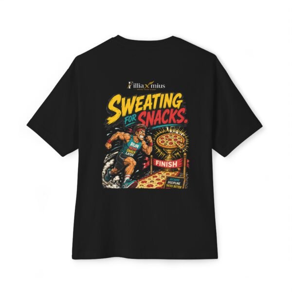 Sweating for Snacks Oversized Graphic T-Shirt | Fitness Humor Unisex Tee