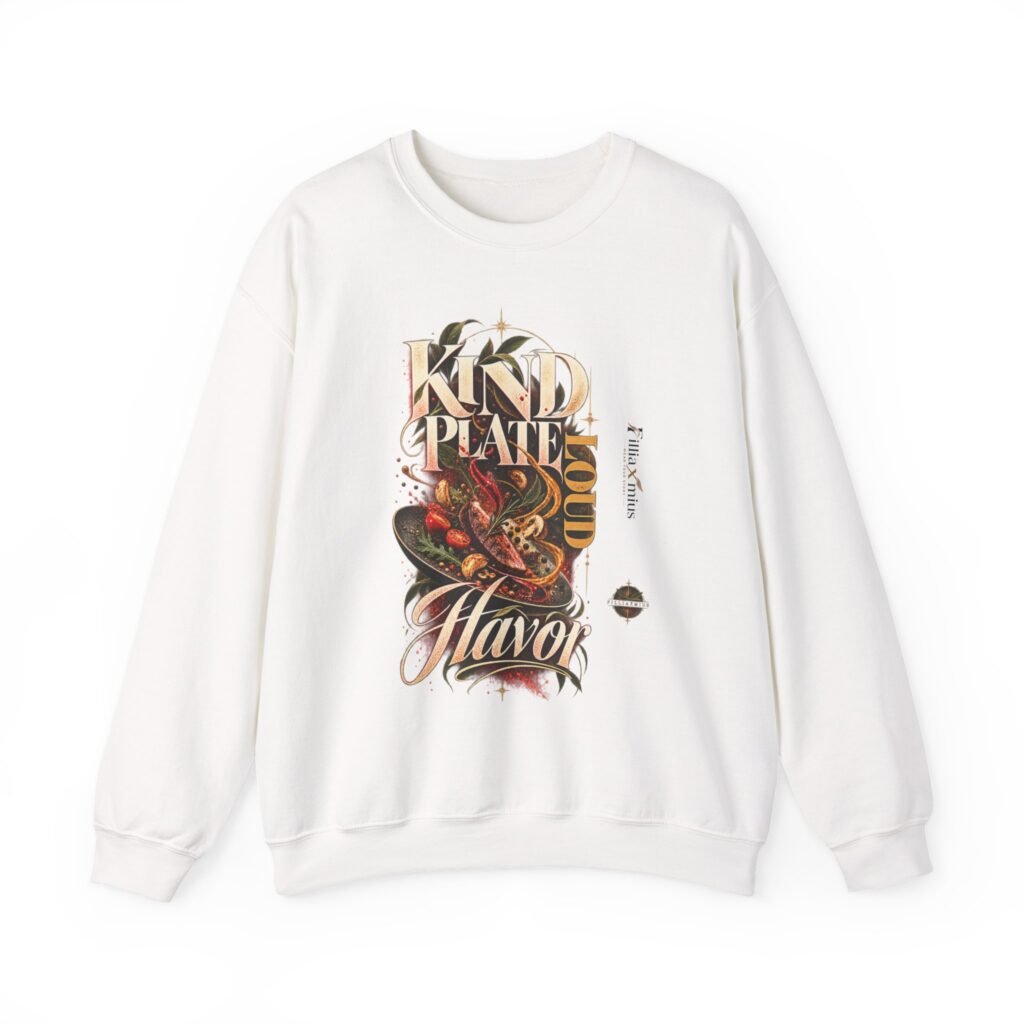 Kind Plate Flavor Gourmet Culinary Artwork | Men Sweatshirt | Front Main + Emblem