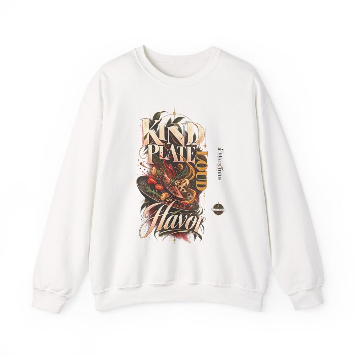 Kind Plate Flavor Gourmet Culinary Artwork | Men Sweatshirt | Front Main + Emblem