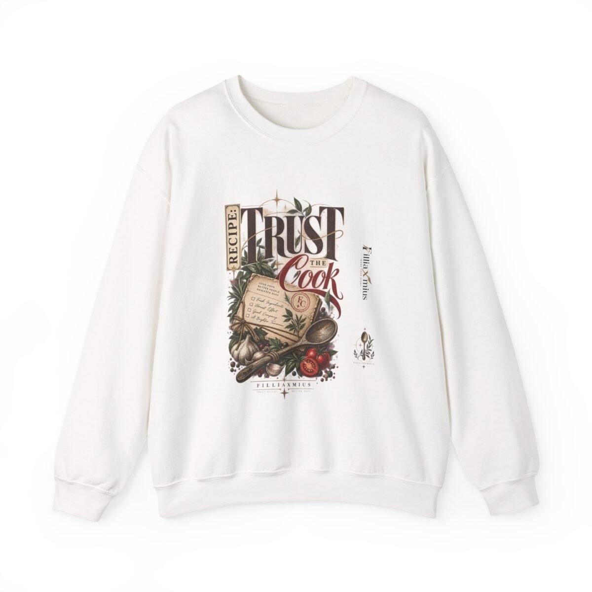 Vintage Recipe Book Culinary Illustration | Men Sweatshirt | Front Main + Emblem