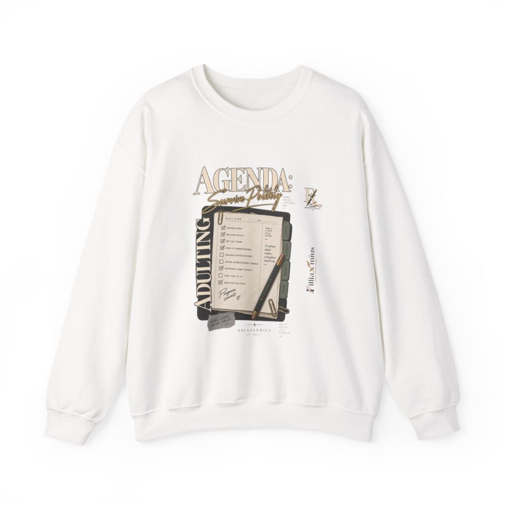 Survive Politely Agenda Productivity Design | Men Sweatshirt | Front Main + Emblem