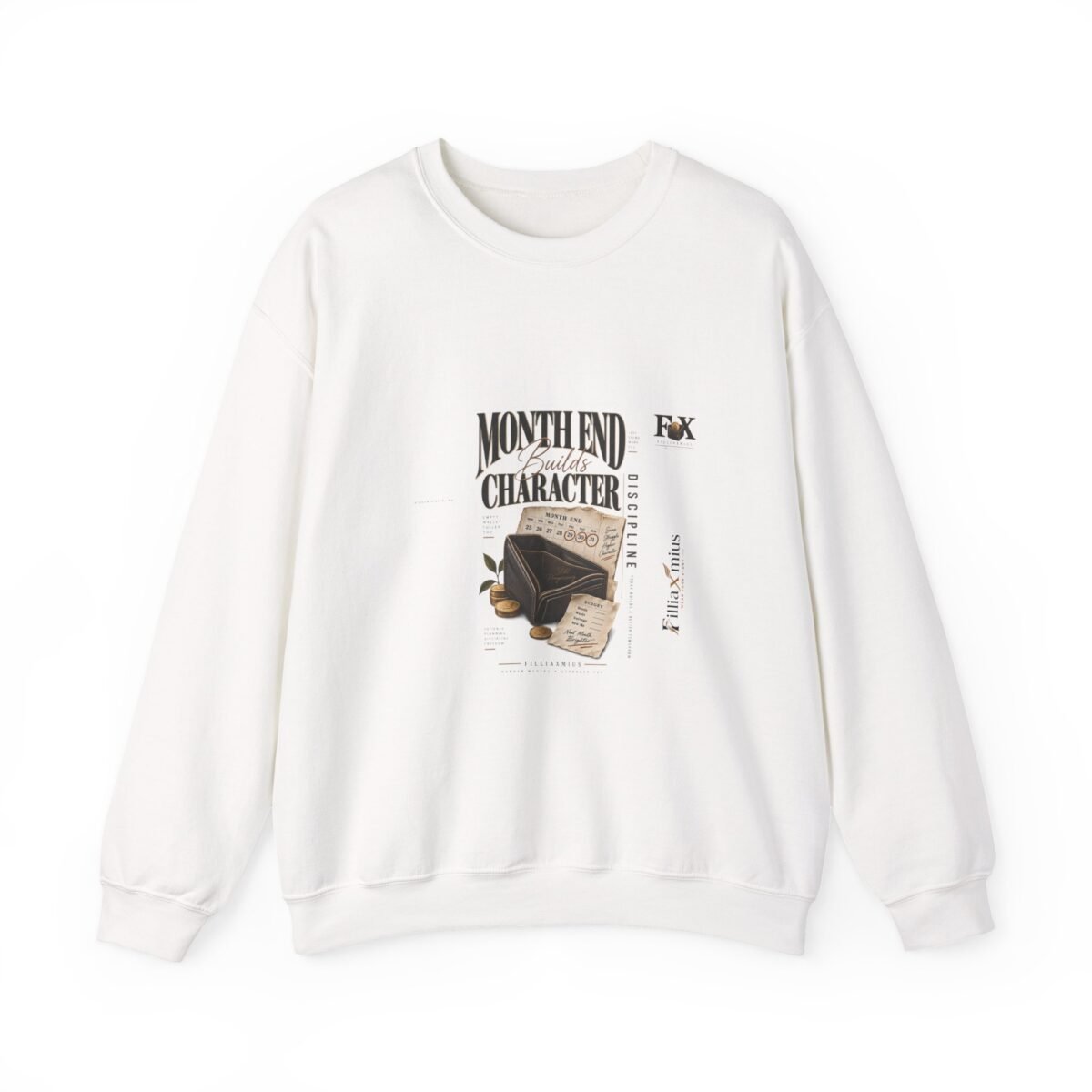 Month End Budget Vintage Finance Design | Men Sweatshirt | Front Main + Emblem