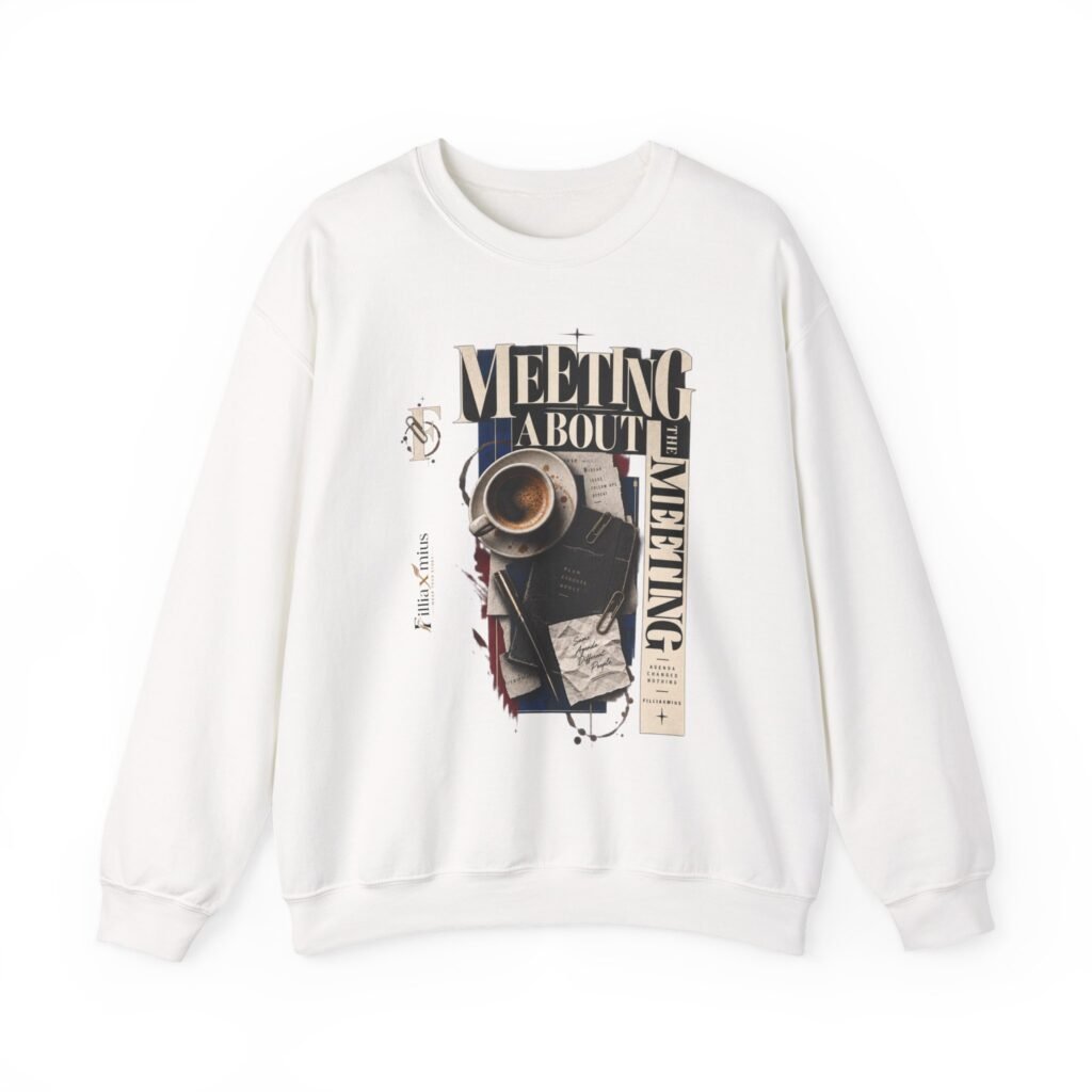 Vintage Meeting Coffee Desk Collage Design | Men Sweatshirt | Front Main + Emblem