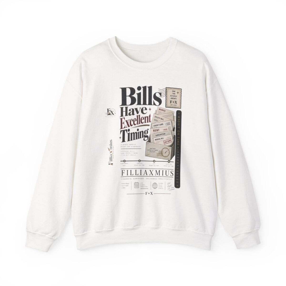 Bill's Have Excellent Timing Vintage Financ | Men Sweatshirt | Front Main + Emblem