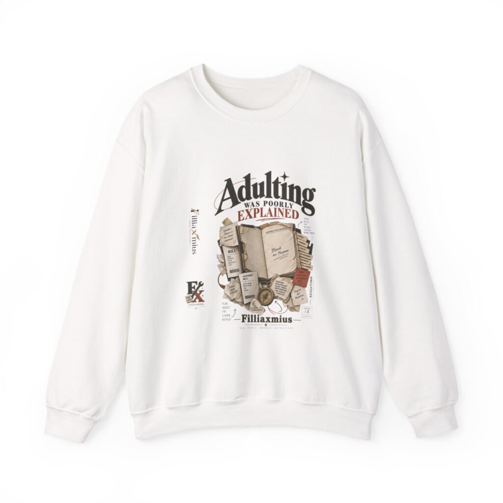 Adulting Was Poorly Explained Vintage Desig | Men Sweatshirt | Front Main + Emblem