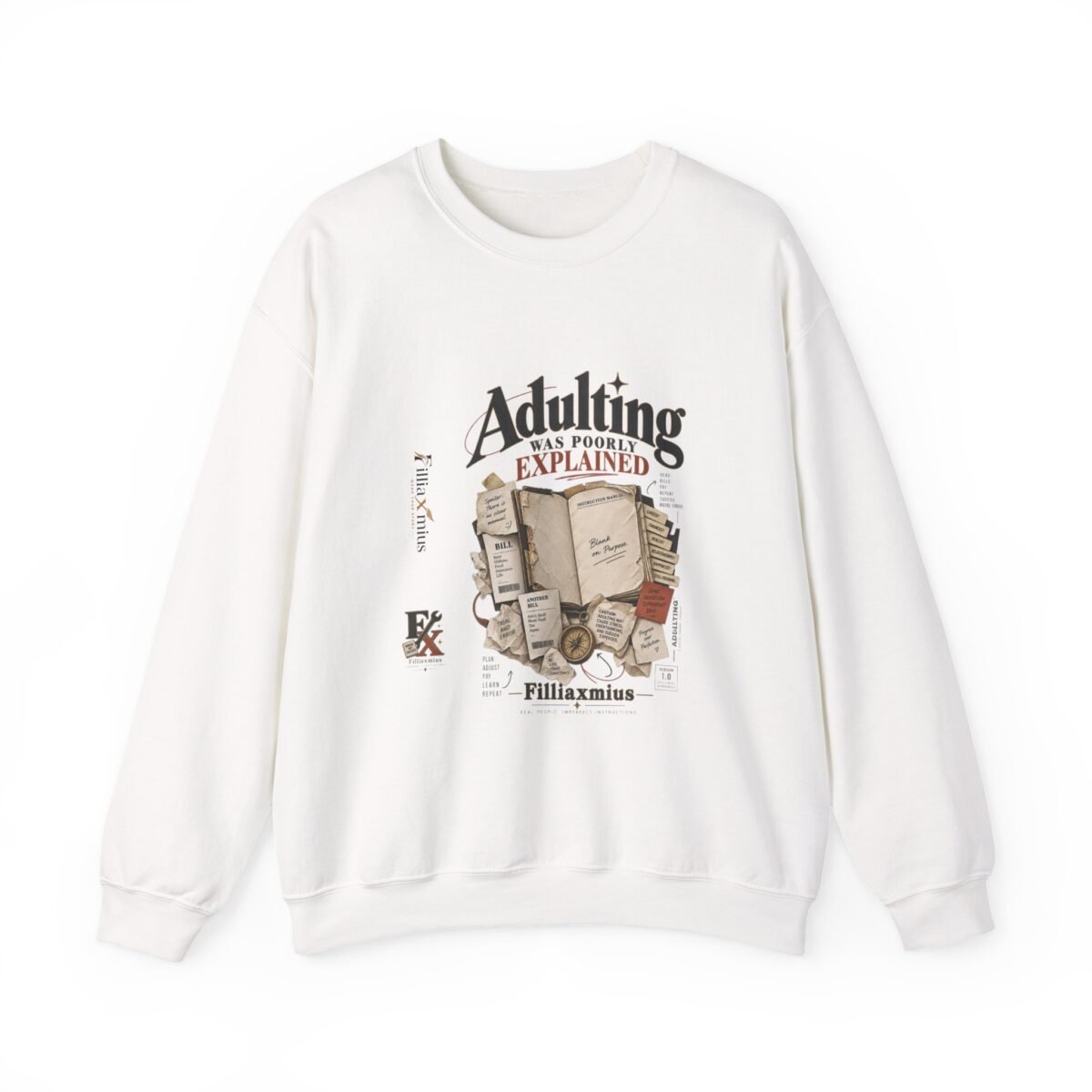Adulting Was Poorly Explained Vintage Desig | Men Sweatshirt | Front Main + Emblem