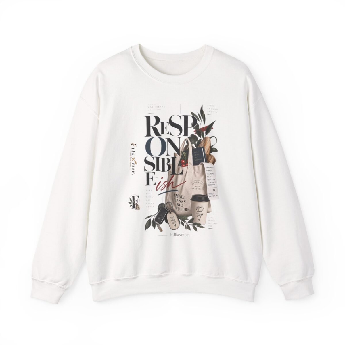 Responsible Living Small Tasks Big Future D | Men Sweatshirt | Front Main + Emblem