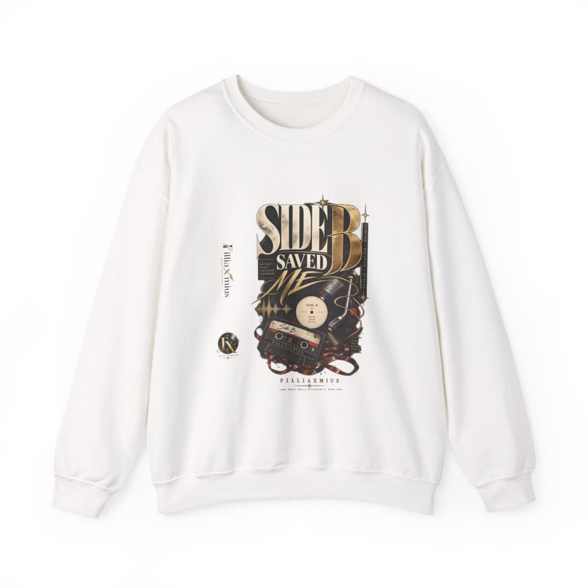 Side B Saved Me Retro Music Artwork | Men Sweatshirt | Front Main + Emblem