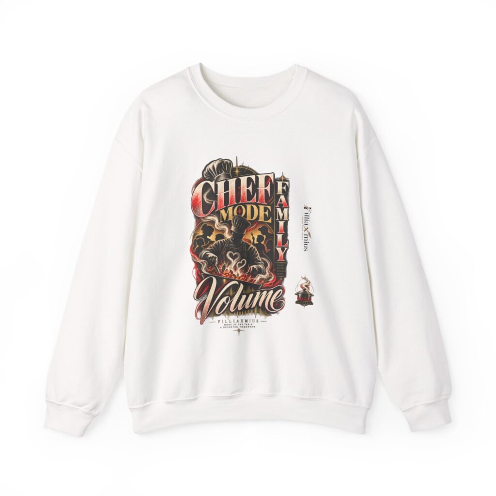 Chef Made Family Vintage Culinary Artwork | Men Sweatshirt | Front Main + Emblem