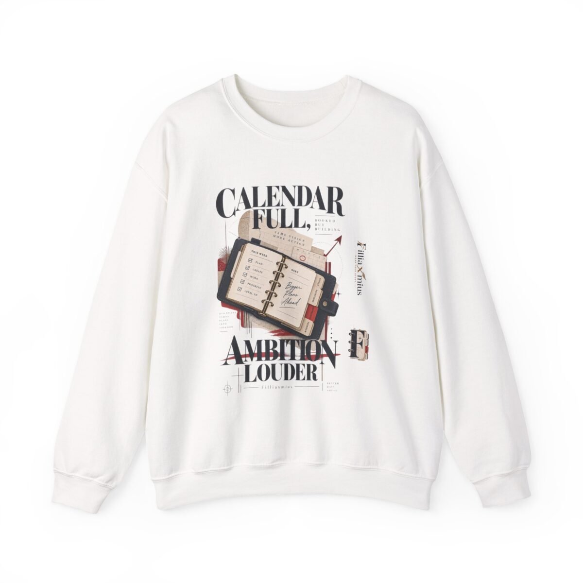 Calendar Planner Ambition Collage Design | Men Sweatshirt | Front Main + Emblem
