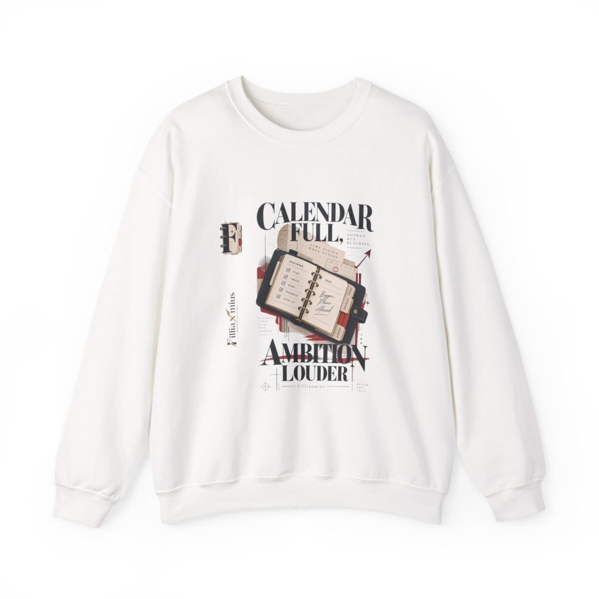 Calendar Planner Ambition Collage Design | Men Sweatshirt | Front Main + Emblem