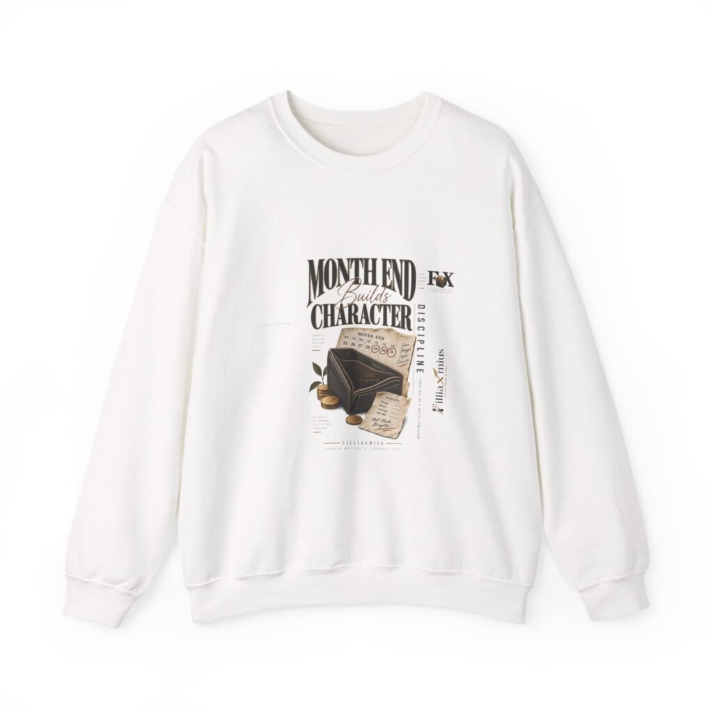 Month End Budget Vintage Finance Design | Men Sweatshirt | Front Main + Emblem