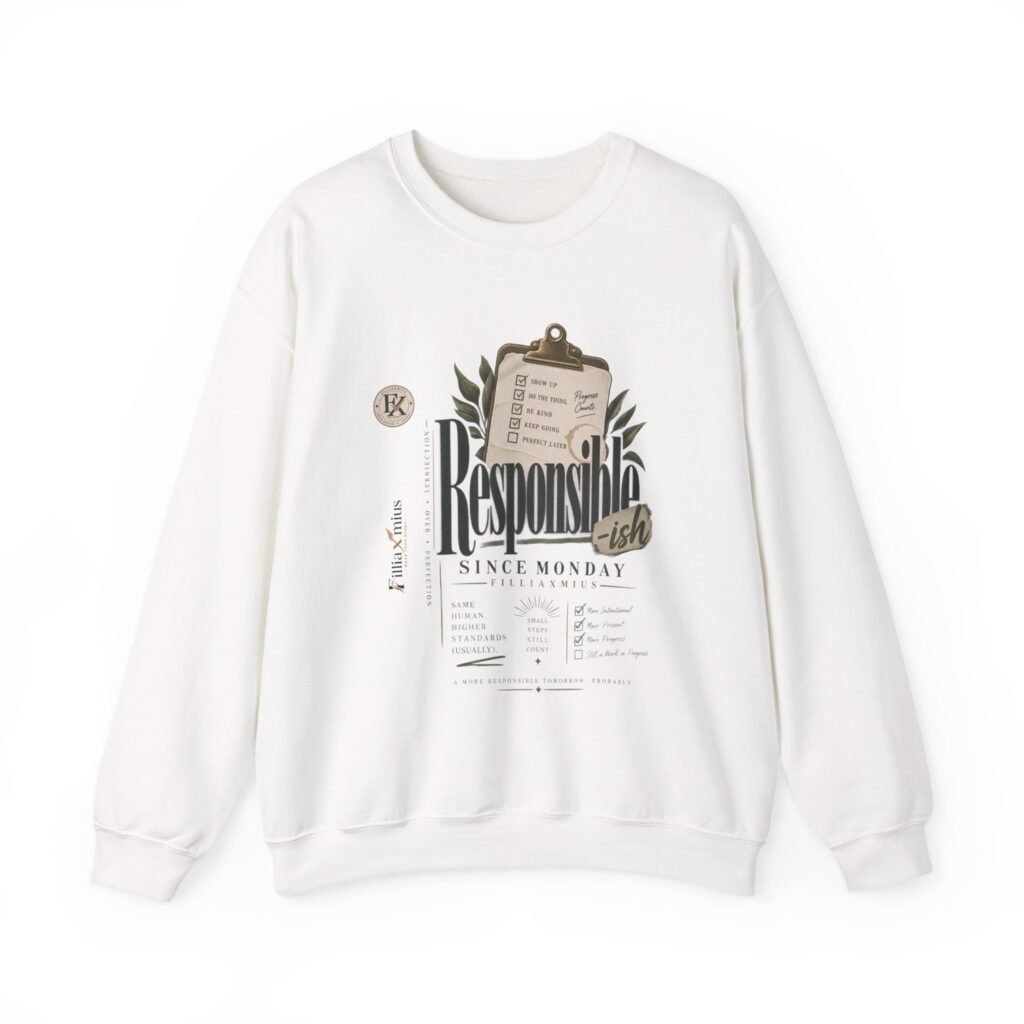 Responsible-ish Motivational Checklist Desi | Men Sweatshirt | Front Main + Emblem