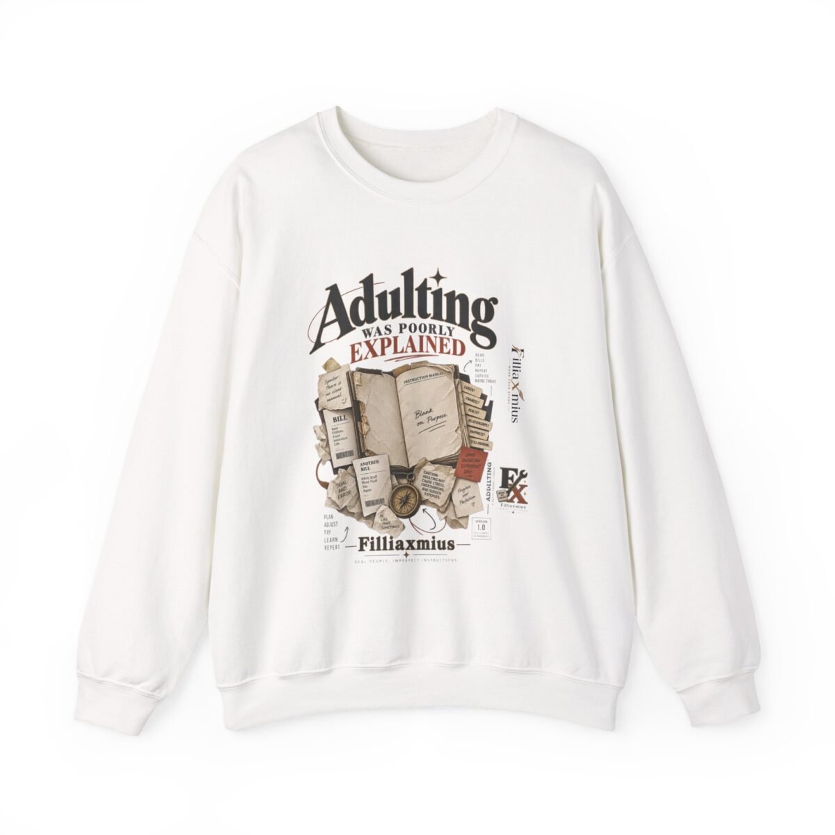 Adulting Was Poorly Explained Vintage Desig | Men Sweatshirt | Front Main + Emblem