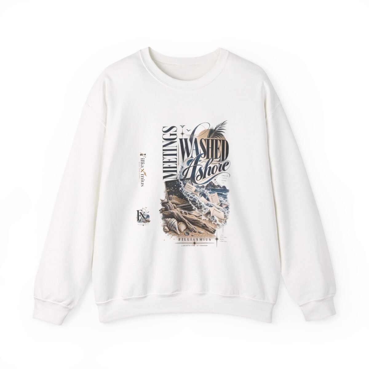 Washed Ashore Vintage Nautical Design | Men Sweatshirt | Front Main + Emblem