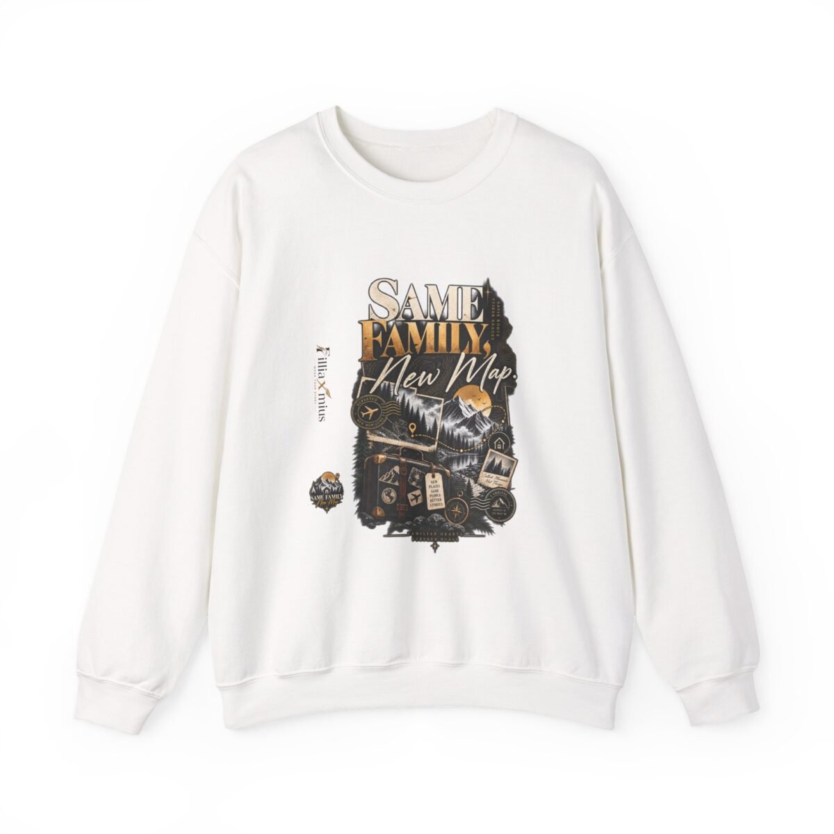 Same Family New Map Vintage Travel Artwork | Men Sweatshirt | Front Main + Emblem