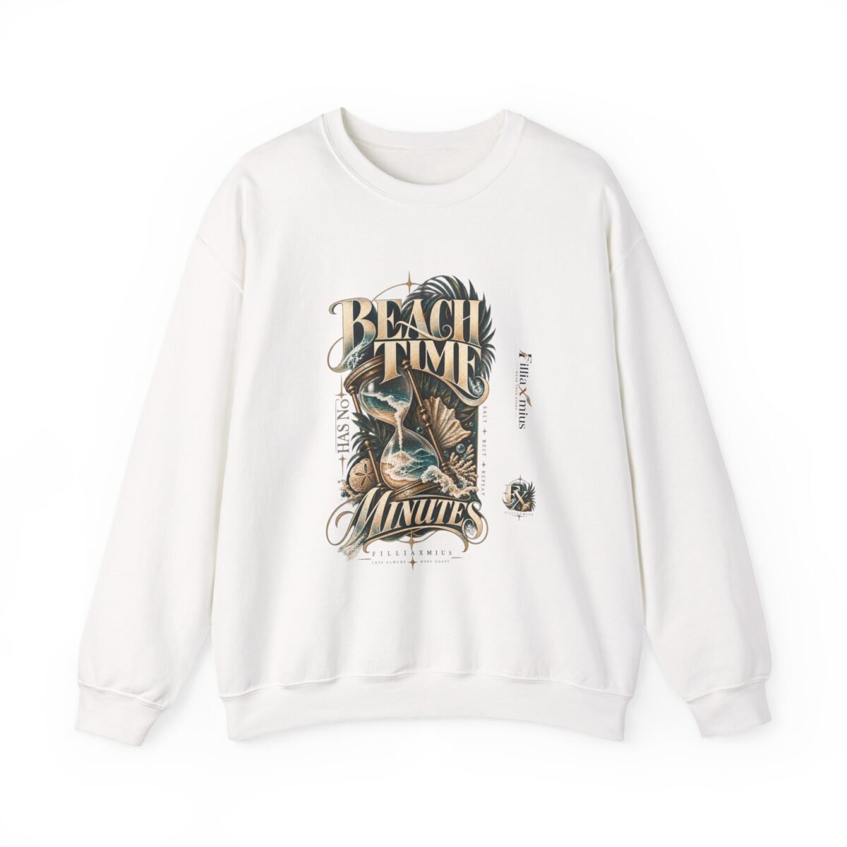 Vintage Beach Time Nautical Hourglass Artwo | Men Sweatshirt | Front Main + Emblem
