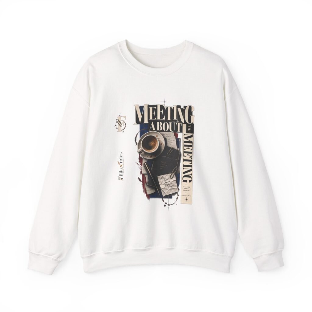 Vintage Meeting Coffee Desk Collage Design | Men Sweatshirt | Front Main + Emblem